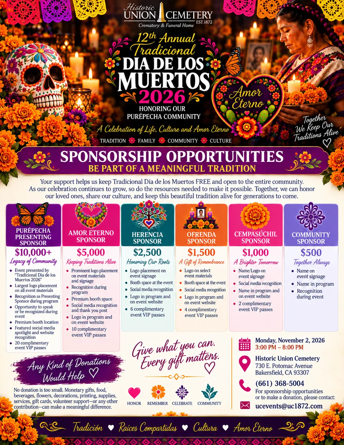 Día de los Muertos sponsorship information